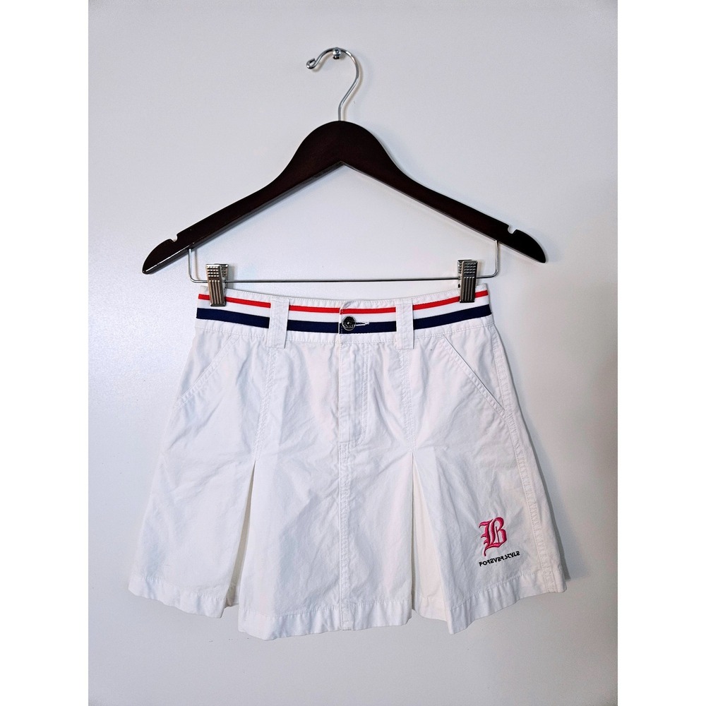 Bindwood Pleated Mini Skirt Womens 26 White Pink Gothic Embroidery Preppy Y2K
